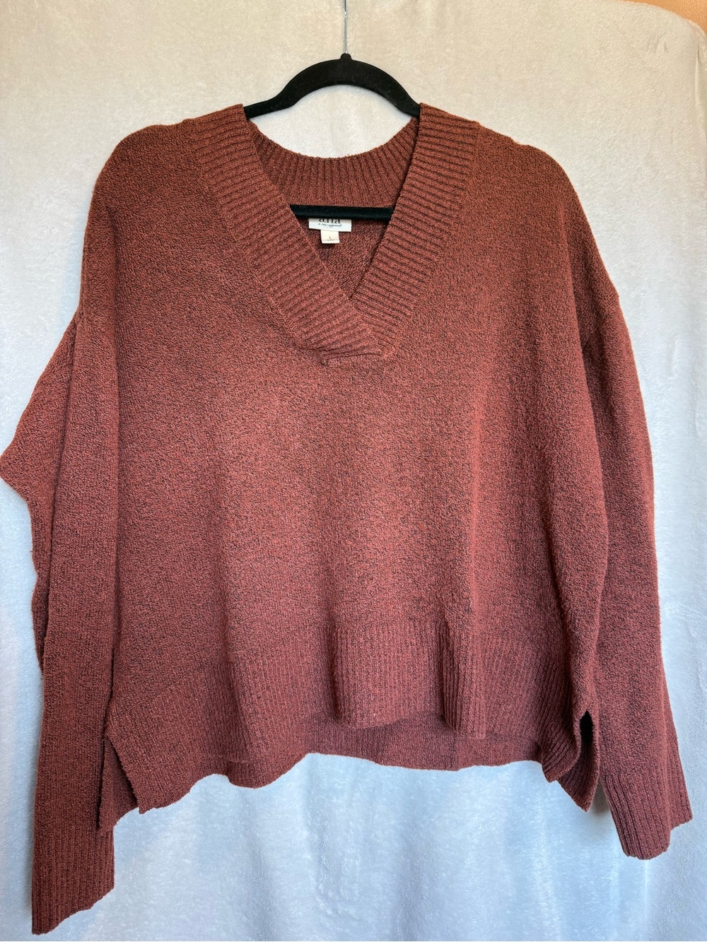 a.n.a Women's V-Neck Sweater in Rust Brown